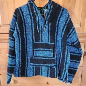 Baja Jacket Mexican Pullover Hoodie Black & Blue Kids Unisex Siz…